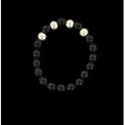 Bracelet perles d'agates noires et perles d'argent 925.